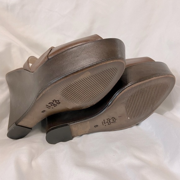 Le Château brown leather strap platform heels s 6 - Picture 4 of 6